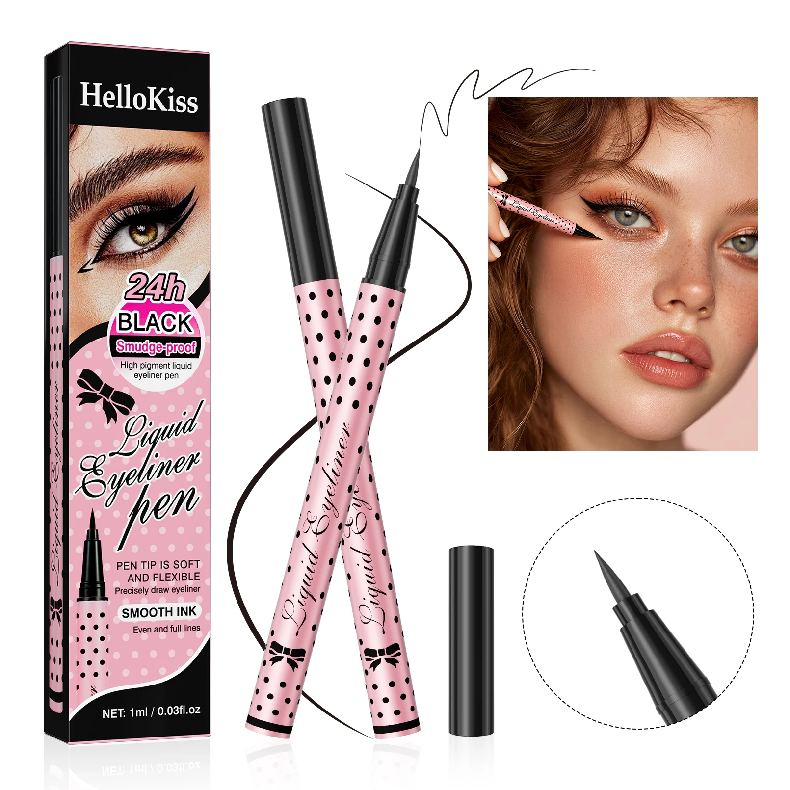 Schwarzer Flüssig-Eyeliner-Stift, Ultrafeine Spitze, Wasserfest, Schweißfest & Verwischungssicher, 24 Stunden Haltbarkeit, Ideal für Wimpernlinie