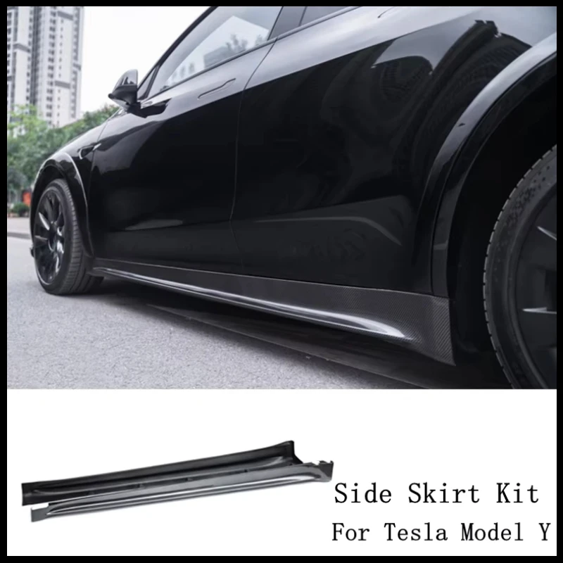 REAL Carbon Fiber Body Side Skirt Kit Lip Spoiler For Tesla Model Y 2020 2021 2022 2023 2024 High Quality Refits Splitter