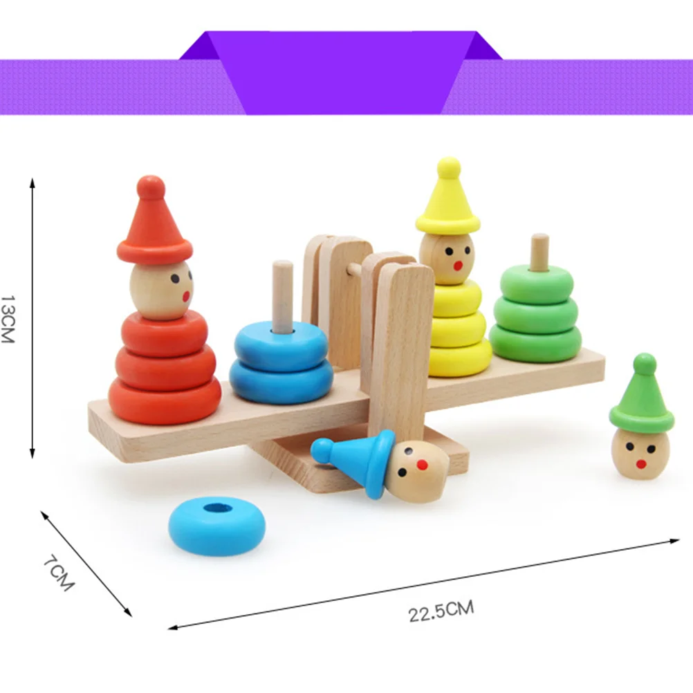 Juego de apilamiento de arcoíris creativo para niños, juguete circular, bloques de construcción, torre de payaso, juguetes educativos de bloques de equilibrio de madera