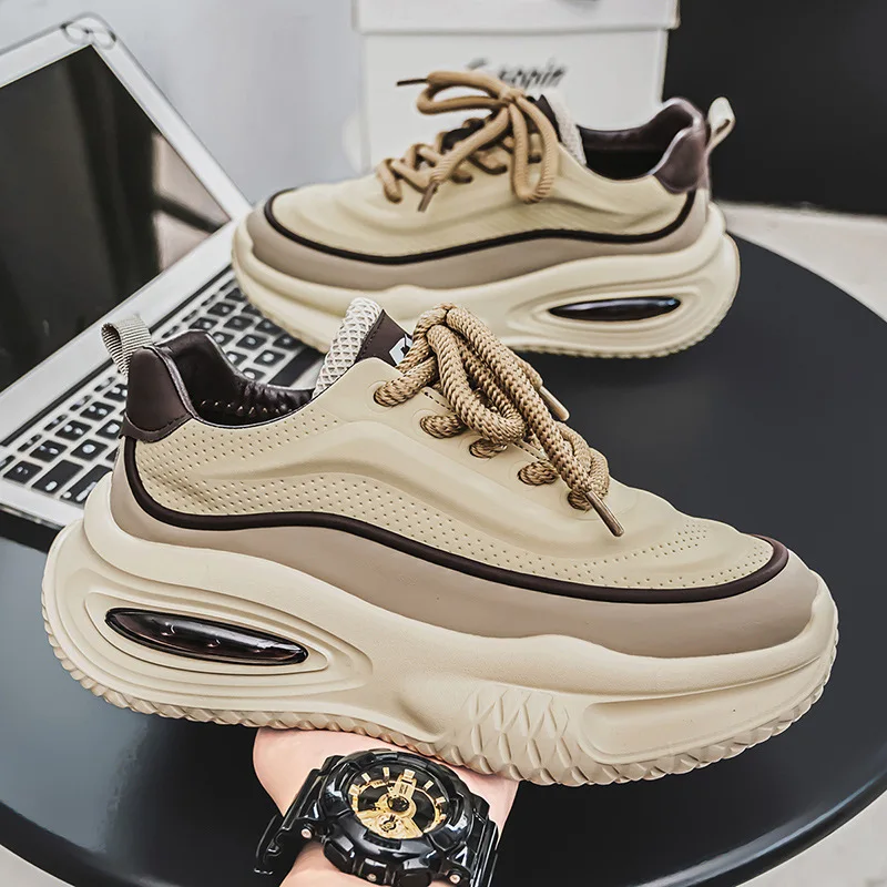 

Men's Shoes 2025 Spring New Fashion Trend Sneaker Casual Shoe Men's Versatile Thick Sole Heightening Wear-resistant Dad Shoes