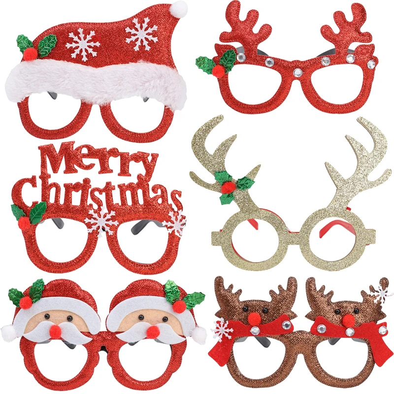 Popular Christmas Fasionable Glasses Interesting Playful Lensless Glasses Colorful Eyeglass Frame Cute Cartoon Party Supplies