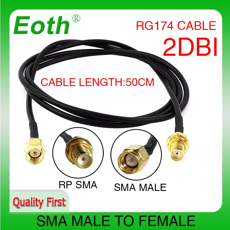 Connecteur SMA mâle à femelle 50cm, queue de cochon, câble d'extension Coaxial IOT RG174, longueur et connecteur personnalisables