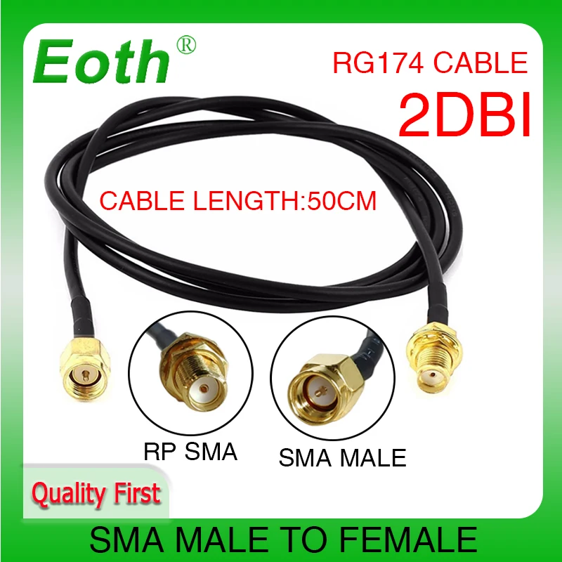 50cm SMA Male to Female Plug Connector Pigtail Coaxial Jumper Extension Cable IOT RG174 customizable connector and length