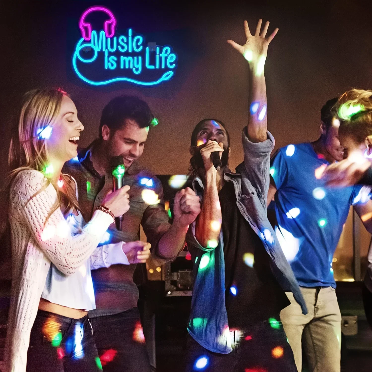 Music is My Life LED Neon Sign Headphone Neon Lights Signs Kids Bedroom Music Studio Club Music Party Live Music Night Deco