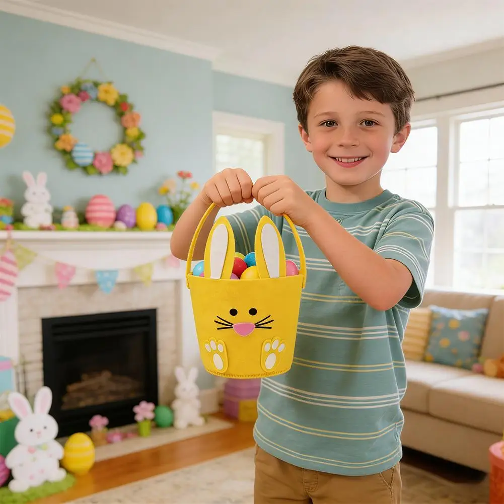 

Rabbit Design Children Handbag Easter Decorations Non-woven Candy Bucket Egg Portable Storage Gift Bag High-quality Creative Bag