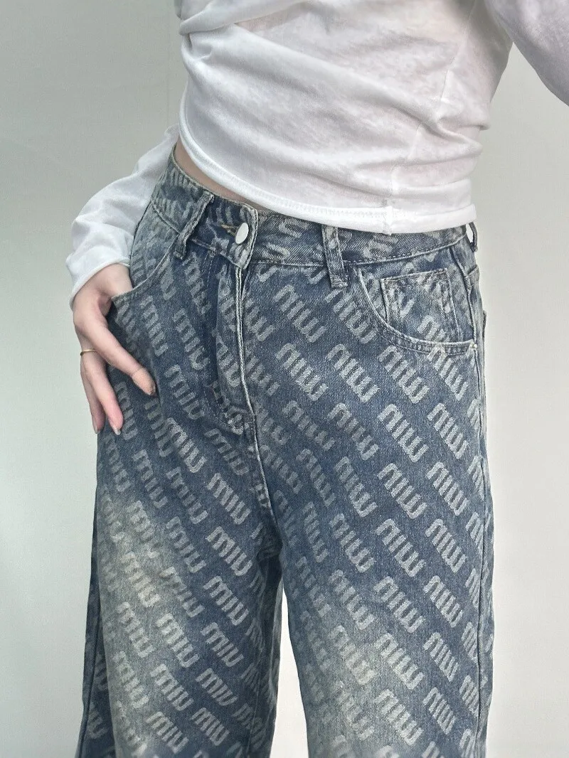 

Модные широкие прямые джинсы, женские модные свободные утягивающие длинные брюки с высокой талией и застежкой-молнией, для поездок на работу, глубокий цвет