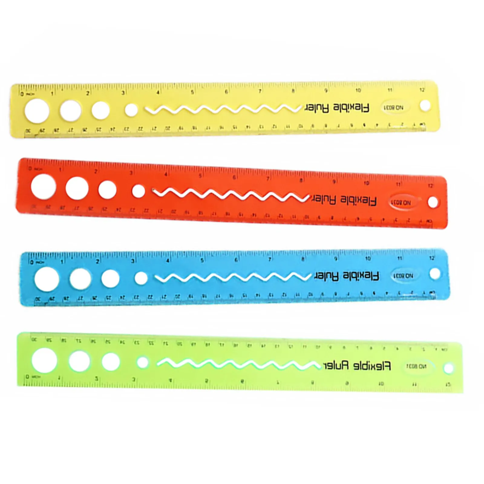 

4Pcs Household Clear Flexible Rulers Bendable Wear-Resistant Multi-Functional Measuring Supplies for Students Office Home Use