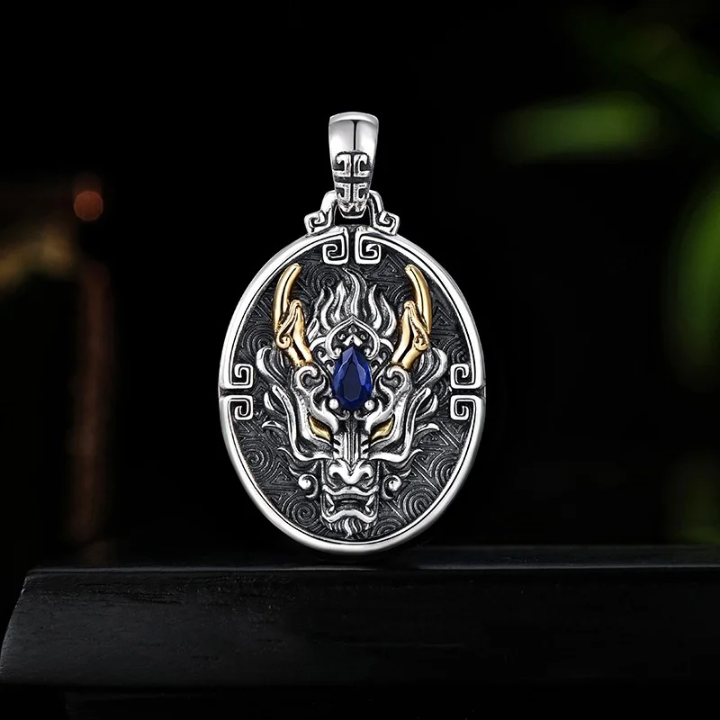 

Винтажное рельефное ожерелье с изображением зодиака для мужчин, ювелирные изделия, модный пенедан с головой дракона, мужское колье, аксессуары