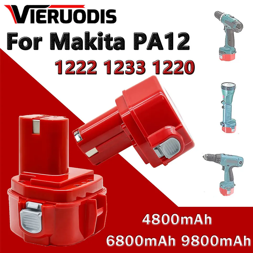 12V Battery For Makita PA12 Ni-Mh Battery For Makita 1200 1220 1201 1222 1233SA/B1235 192681-5 6000mAh Power Tool Batteries