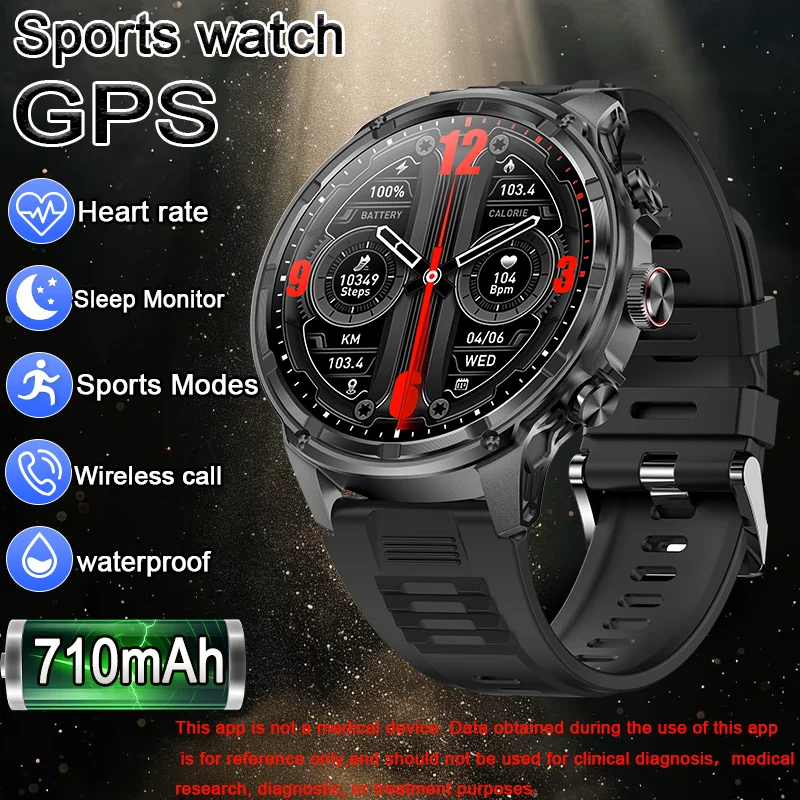 

Новые мужские умные часы с GPS, для активного отдыха, аккумулятор 710 мАч, водонепроницаемые, с Bluetooth-вызовами, HD-экран 1.85'', спортивные режимы, трекер, измерение пульса
