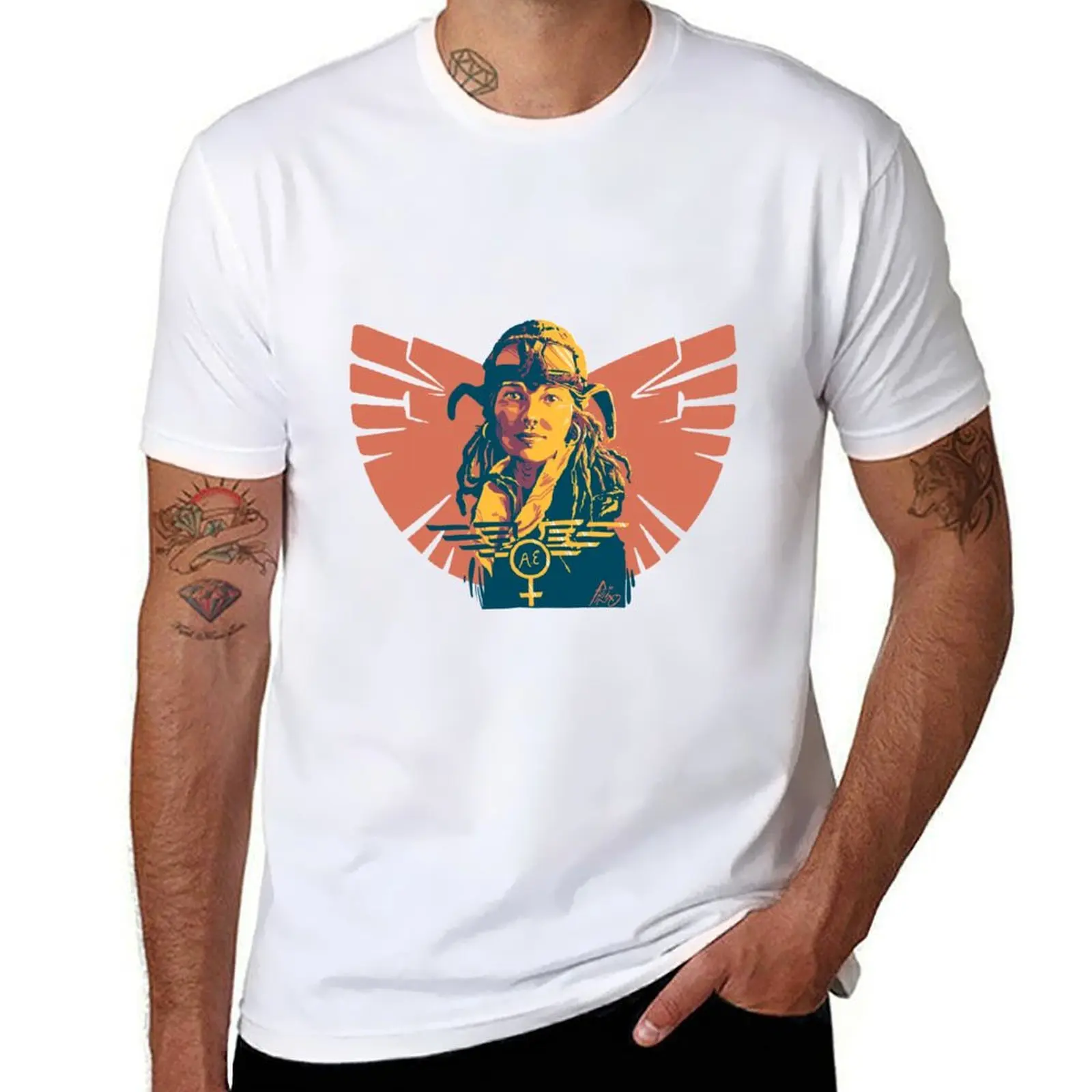 

Earhart cotton man T-Shirt funny shirts cotton Sistah shirts Amelia t t 100%