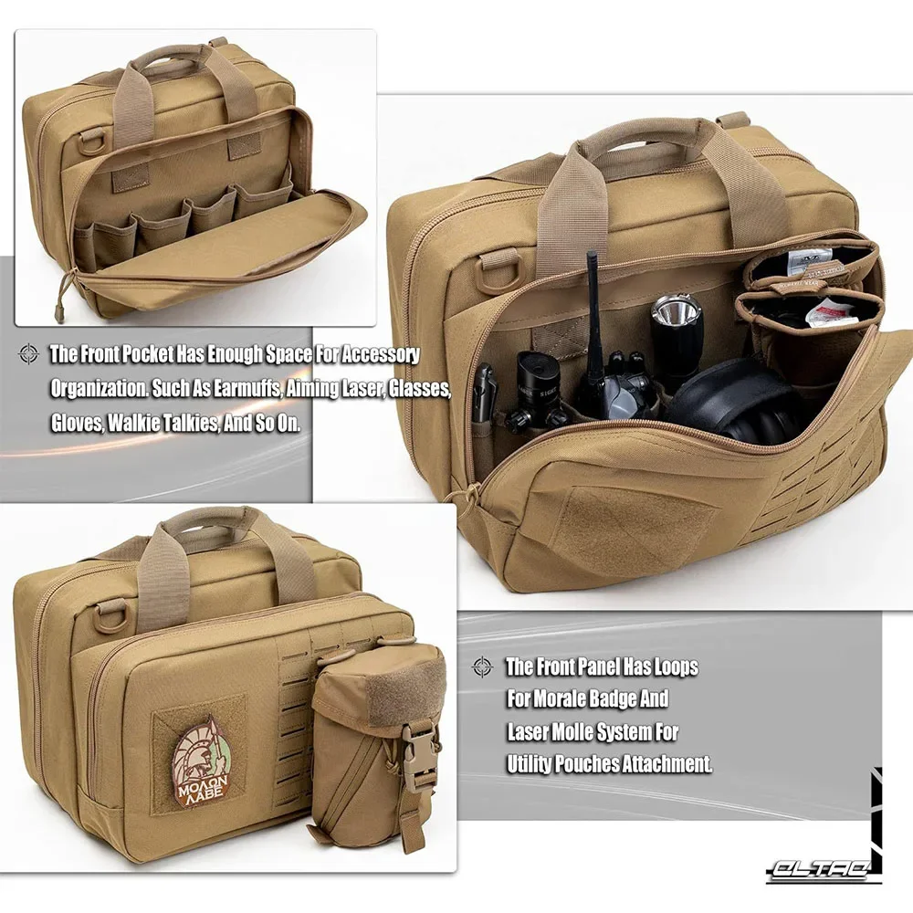 Bolsa de rango táctico Molle System 600D, bolsa de almacenamiento impermeable para pistola de tiro, accesorios de caza caqui, bolsa de eslinga para herramientas