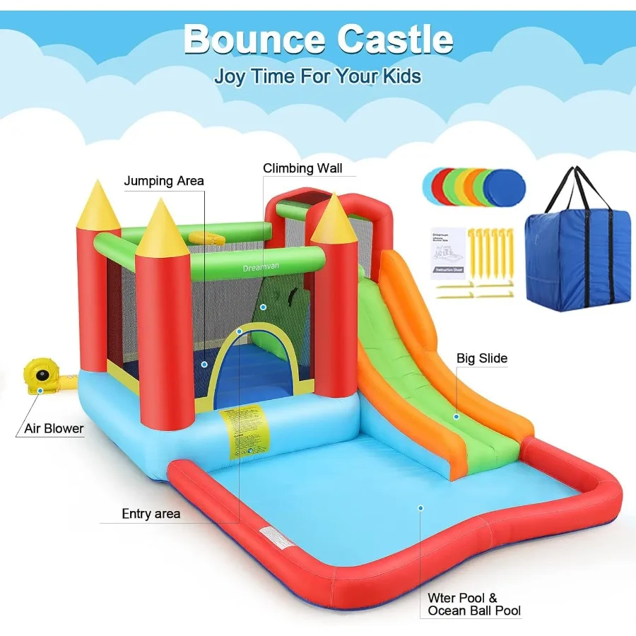 Casa de rebote inflable para regalos de niños de 3 a 12 años | Tobogán Jump 'n Castillo de rebote para niños de 13 x 12 pies, cohete Bouncer con tobogán largo, Climb & Jump A