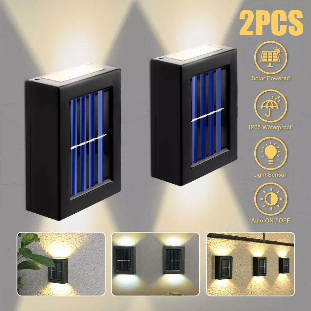 

Outdoor Solar LED Wall Lights Waterproof Led Solar Lamp Up And Down Luminous Lighting For Garden Balcony Yard Street Decor Lamps