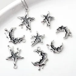 10pcs Alloy Drop Oil Moon Stars Pendant Charms For Jewelry Making Handmade DIY Bracelet Earrings Necklace Ornament Accessories