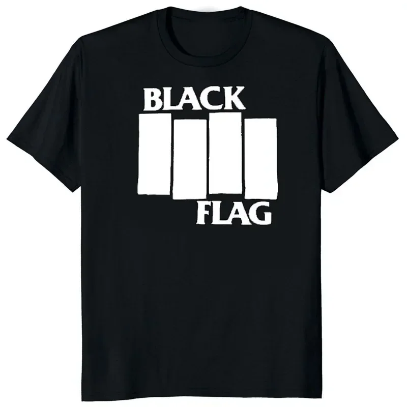 Flag Black T Shirt Bars Logo Hip-hop Punk Band Graphic Tshirts Women Men Trend Classic Short-sleev Adult Breathable Camisetas