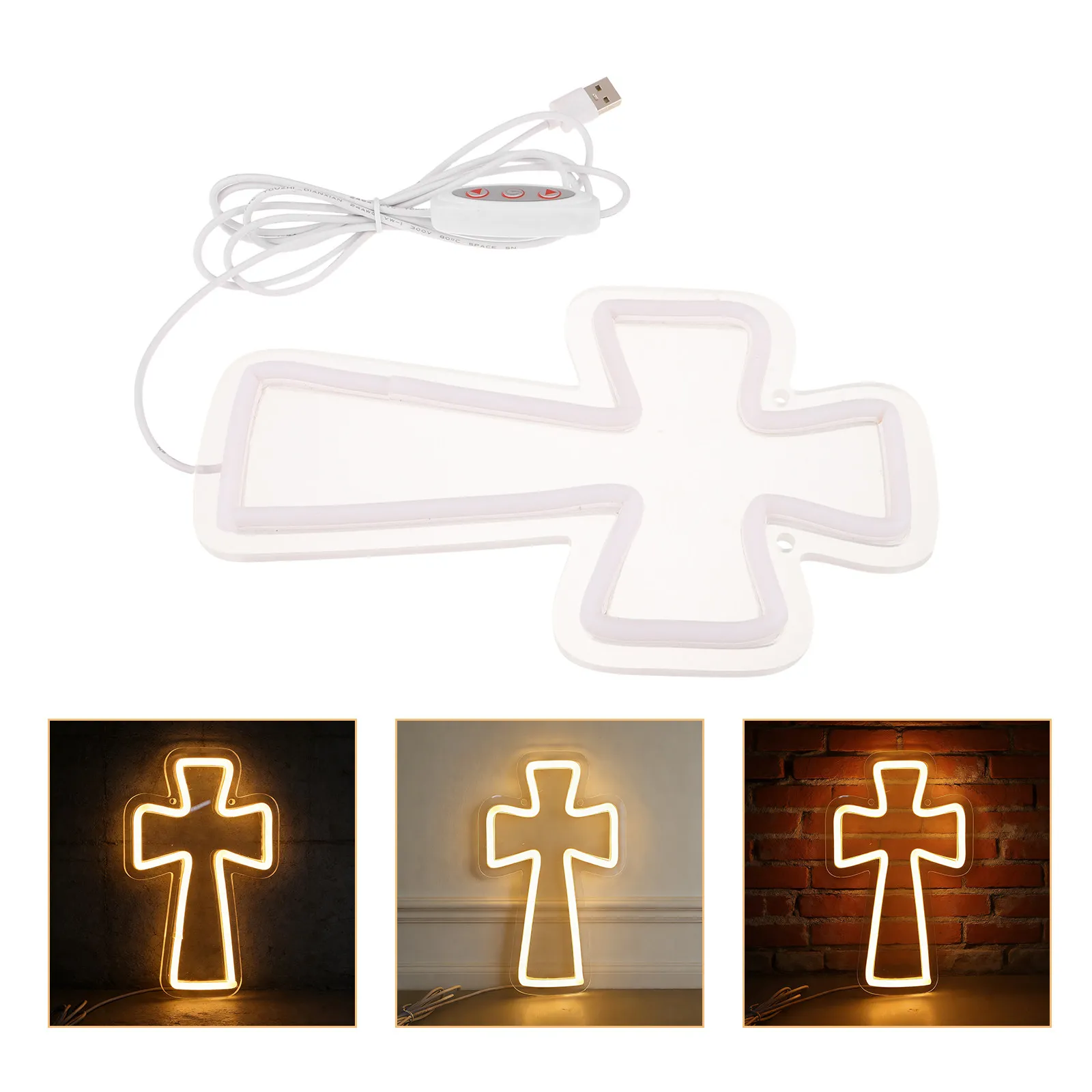 

Пасхальный настенный светильник-крест неоновый, 9.84x5.91 дюйма, с теплым свечением, акриловый, для спальни, гостиной, церкви