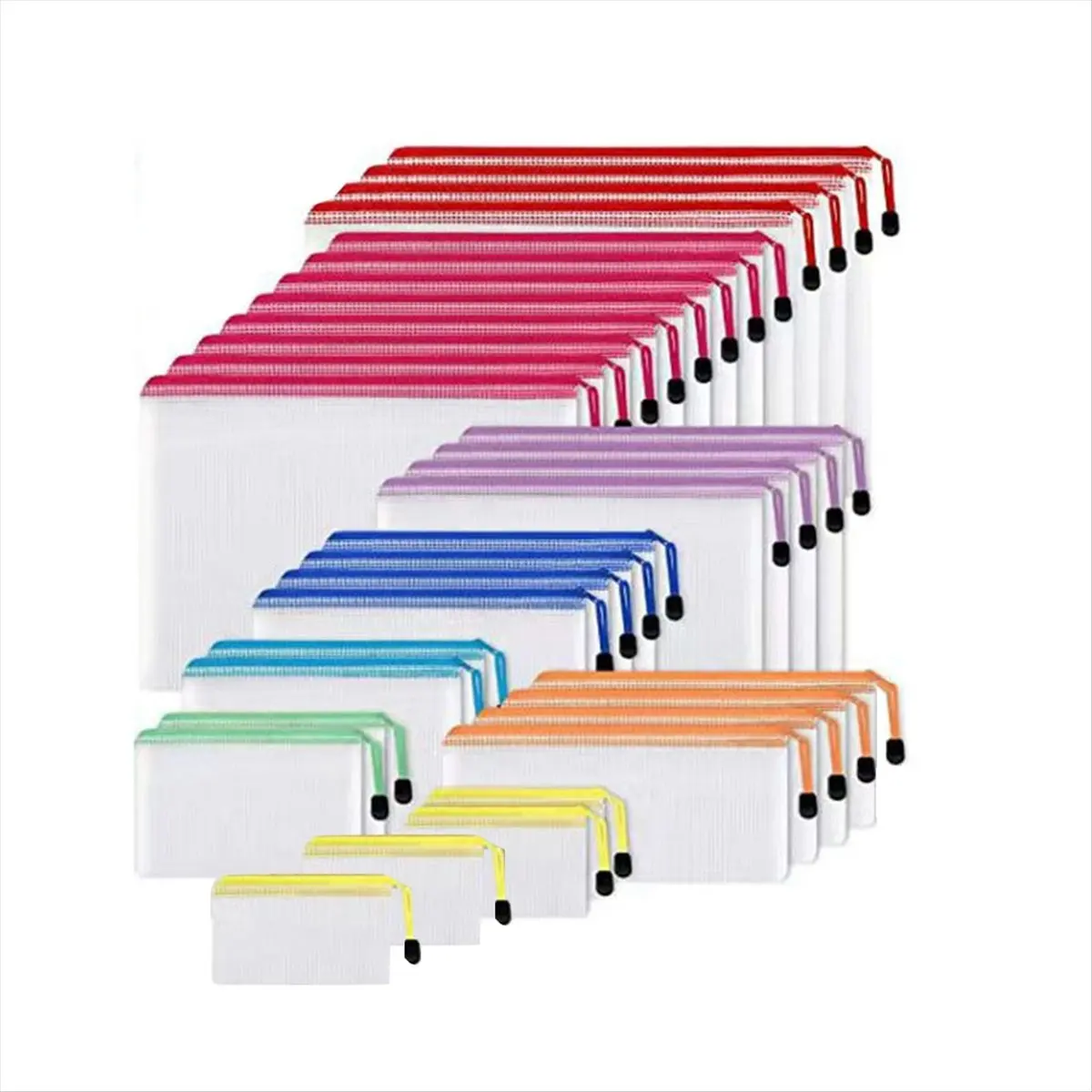 ABFW 32Pcs Mesh Zipper Pouch Bags, for Organization, 8 Sizes Mesh Bags with Zipper, for Travel, Supplies