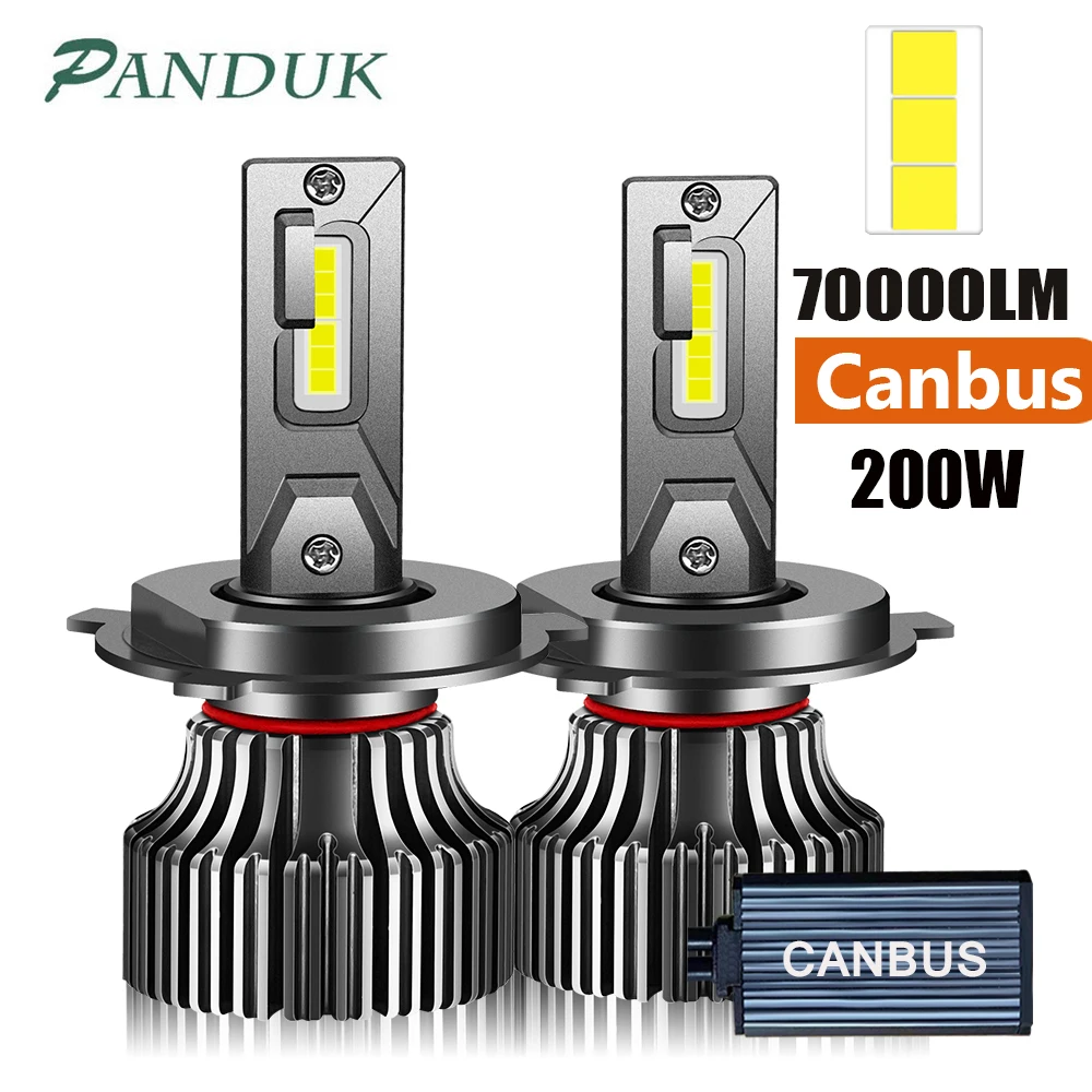 

PANDUK 200W 70000LM Headlight H7 LED Canbus H1 H4 H8 H9 H11 9005 9006 HB3 HB4 Led Bulb 6000K 12V 24V Turbo Lamp For Car Truck