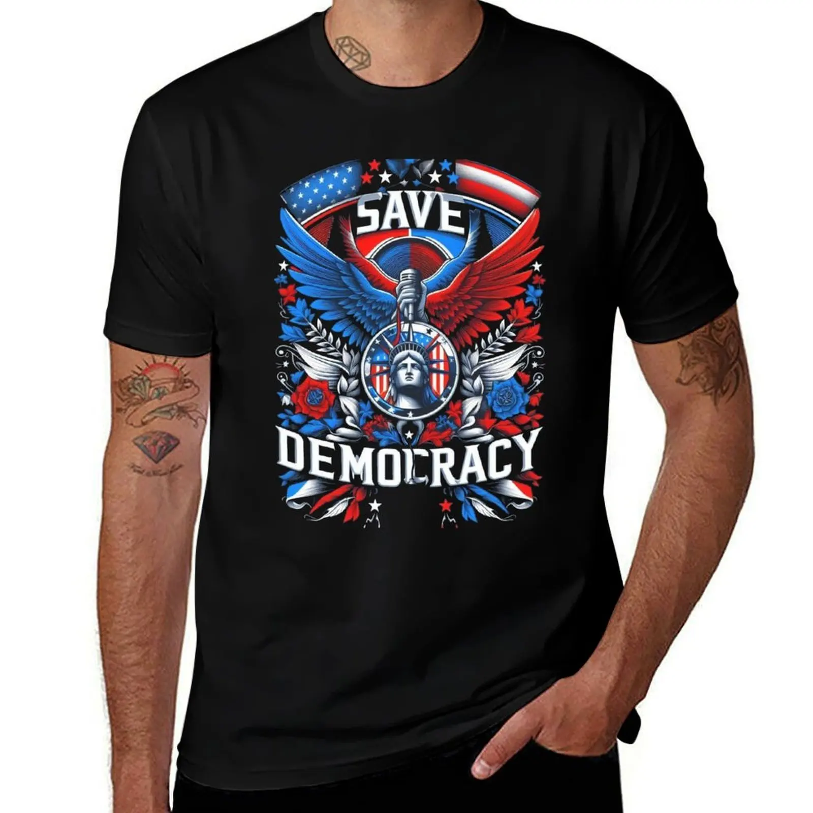 

Save Democracy T-Shirt graphic t shirts for man black cotton t-shirt plain for man package man t shirts graphic T-Shirt