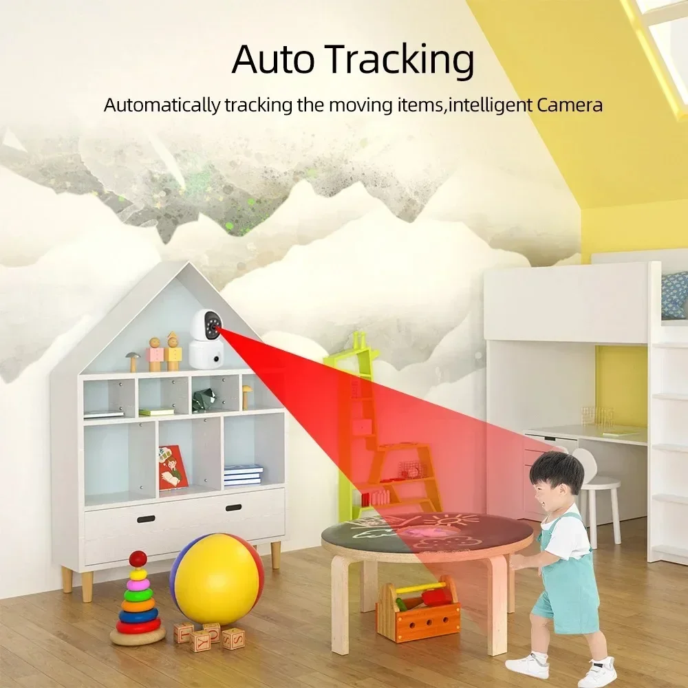 4K WiFi IP PTZ Beveiligingscamera Dual Lens Indoor Kleur Nachtzicht Bewakingscamera's Draadloze Auto Tracking Babyfoon Cam