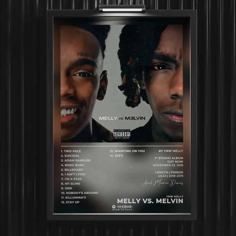 Póster de Y-YNW Melly, álbum de música caliente, estrella, Hip Hop, pintura en lienzo para sala de estar, arte de pared del hogar