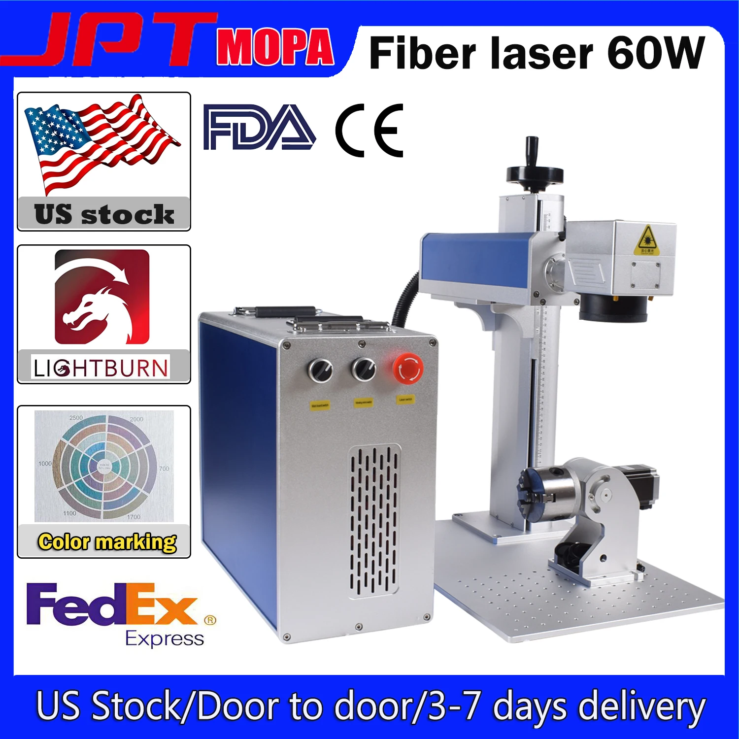 60W JPT M7 MOPA Fiber Laser Marking Machine Metal Stainless Steel Cutting Gold Silver Ring Jewelry Engraving Machine Tax Free