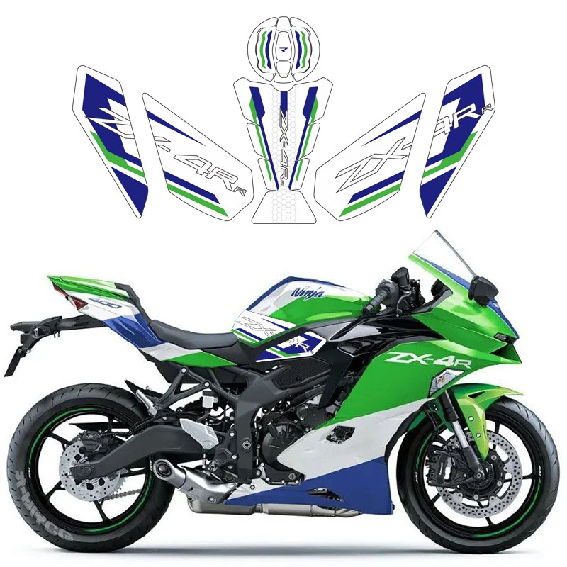 Fuel Tank Pad Sticker For Kawasaki ZX4R ZX 4R ZX4RR 2023+ Motorcycle Stickers Anti-skid Body Fishbone Decal Scratch Paster