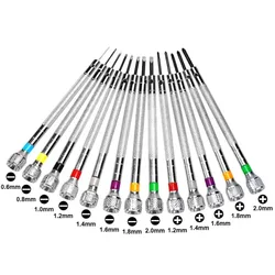1/13pcs Precision Screwdriver 0.6-2.0mm Flat and Cross Screwdriver Set 13 Specifications High Hardness Steel Watch Repair Tool