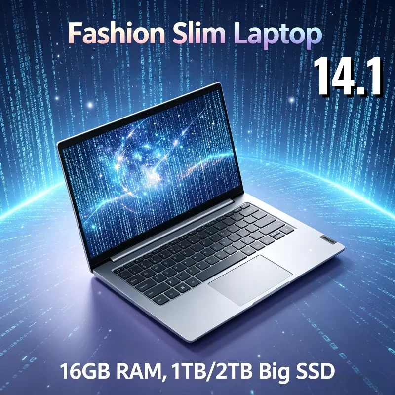 

2026 New Arrival 14.1" Laptop Intel 6500Y 16GB RAM 2TB SSD Windows 11 Complete Office Software Slim Body Notebook Computer