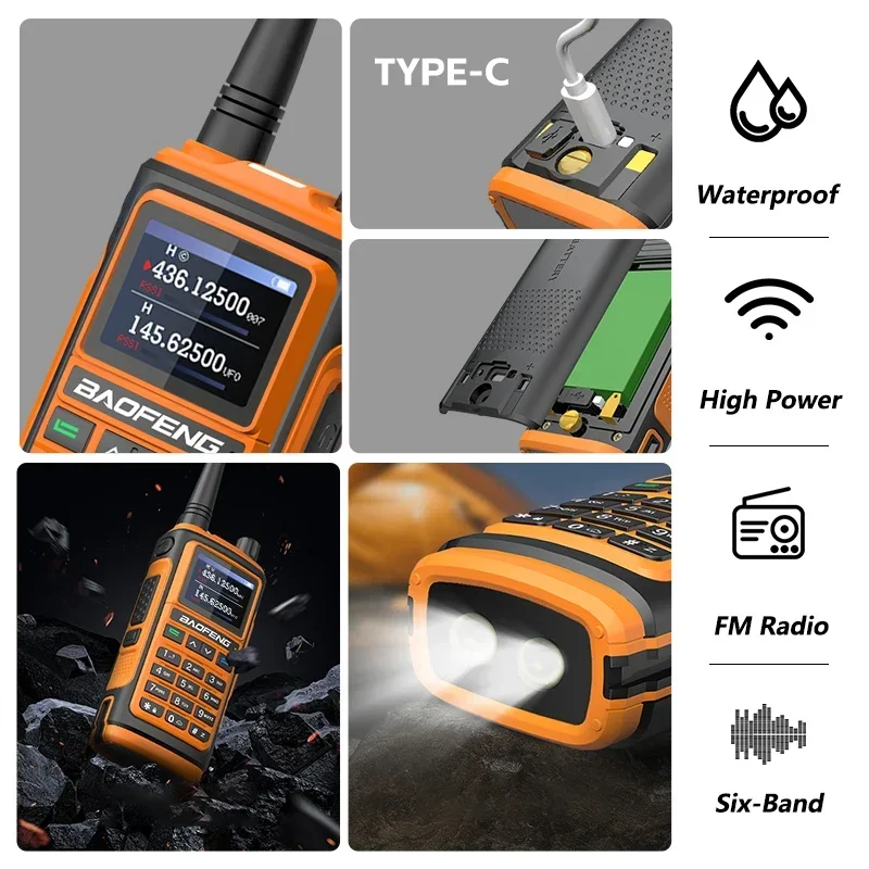 Baofeng UV-17 Pro Max GPS Walperforated Talkie Six Bandes AM 108-136mhz Type-C Recharge 999 Canaux NOAA Longue Portée Radio UV-18 Pro Max