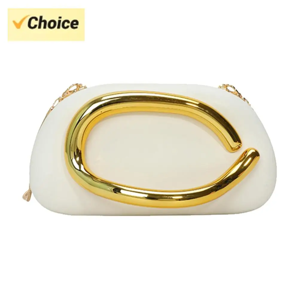 

Women PU Leather Crossbody Shoulder Bag with Chain Metal Decoration Evening Bag Hand-held Shoulder Clutch Bag for Evening Dinner