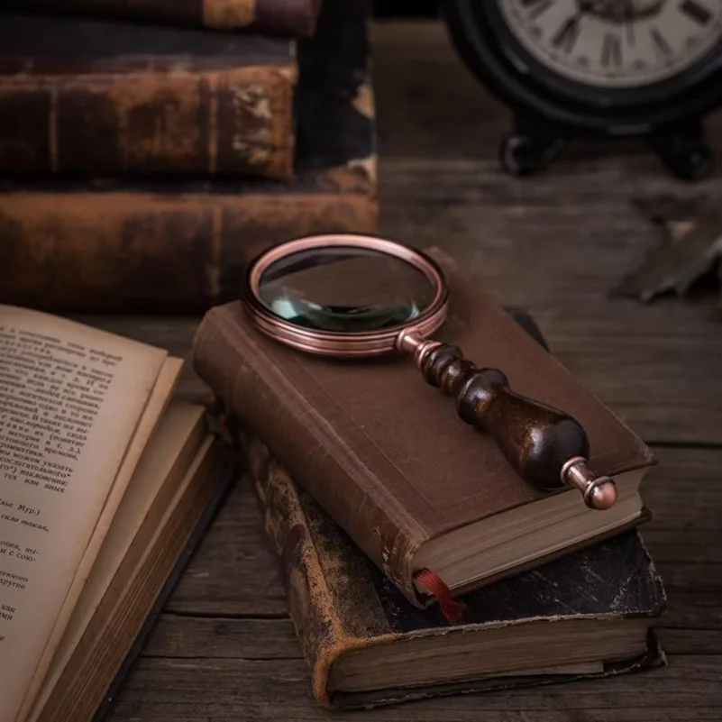 

Retro Wooden Handle High Magnification Handheld Jewelry Loupe Eye Loupe Glass Magnifier Reading Magnifying Glass for Hobby