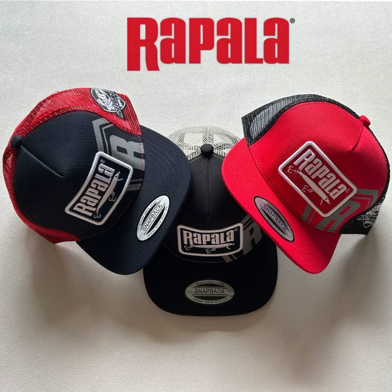 Rapala nuevo sombrero de pesca con protección solar, sombrero de béisbol con borde plano de malla, sombrero informal para exteriores