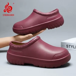 STRONGSHEN Men Chef Shoes Waterproof Non Slip Work Shoes Breathable Unisex Clogs Women Nurse Shoes Kitchen Shoes Plus Size 35-46