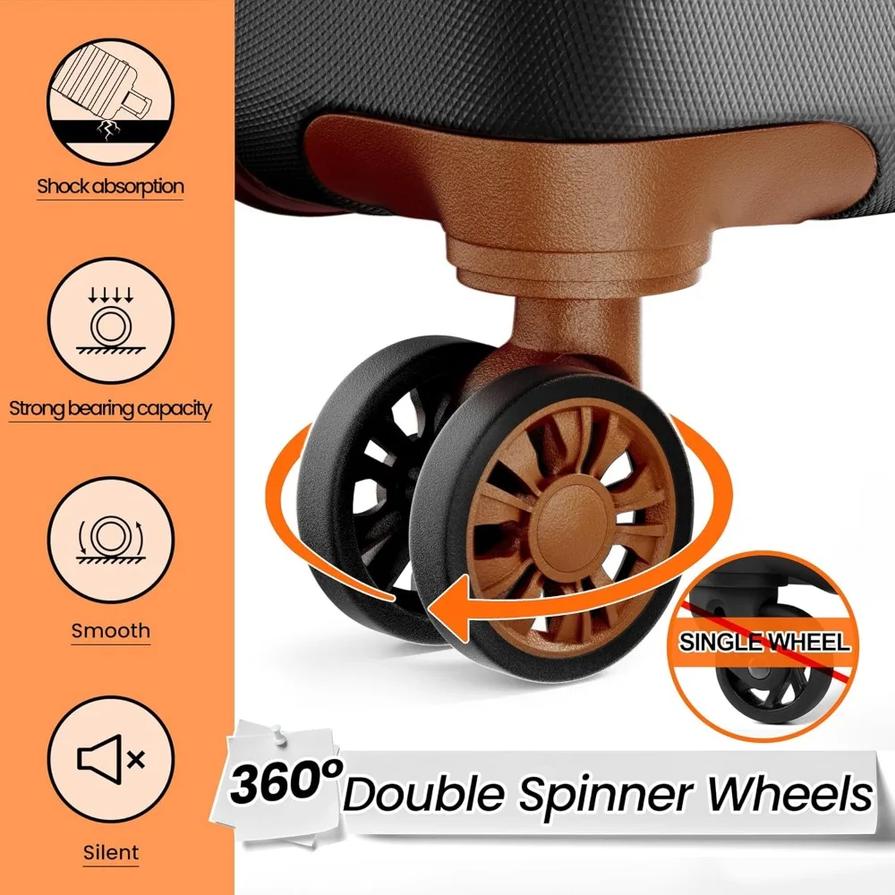 Lightweight 3-Piece Hardshell Suitcase Set with 4 Double Spinner Wheels, TSA Lock, and ABS Material for Travel