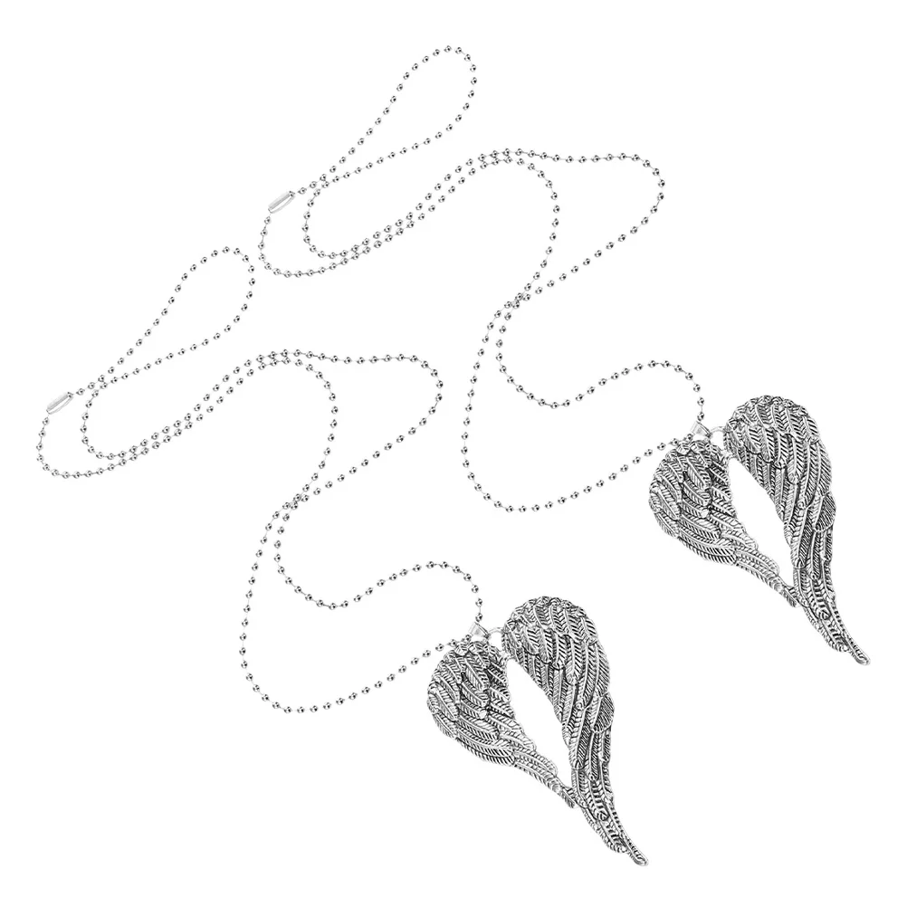 

2Pcs Wings Necklace Alloy Retro Pendant Vintage Wing Decor for Car Rearview Mirror Hanging Ornament Auto Interior Aesthetic
