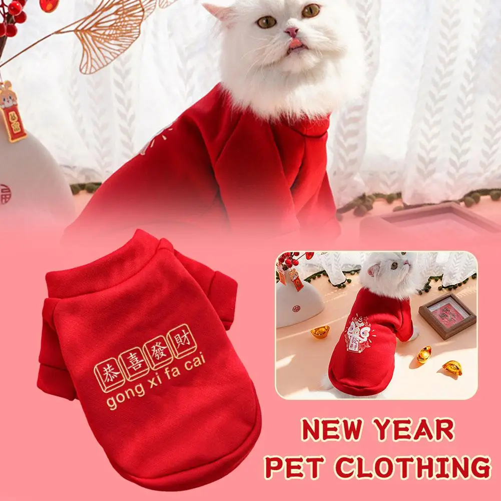 

Pet Happy New Year Sweater for Dog Velvet Vest GONG XI FA CAI Dragon and Festival Clothes for Puppy Roupa Perro Z3I5