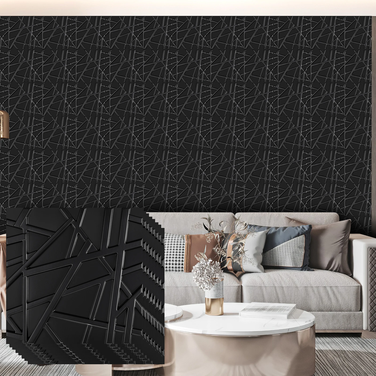 

3D Wall Panels Interior Decor Accent Textured Wall Covering for Living Room TV Background Easy Install DIY Home Decor