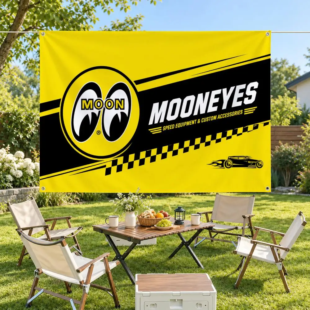 Brand MOONEYES Flags Modern Fabric Banner Pennants Bedroom Garden Party Birthday Wall Ornament Decor