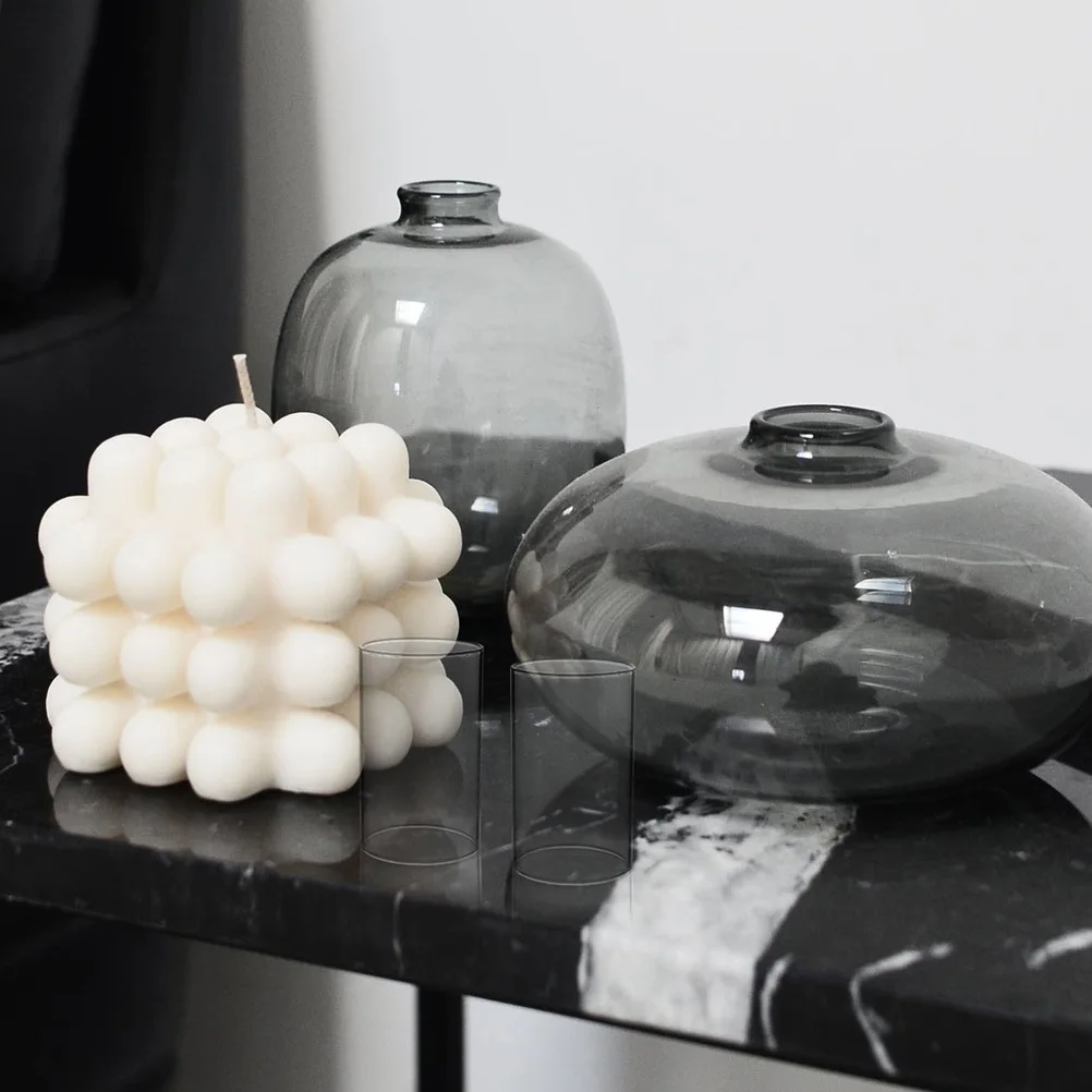 4Pcs Glass Shades Simple Style Transparent Cylinder Cover Glass Cup Home Decor Accessory Romantic Light