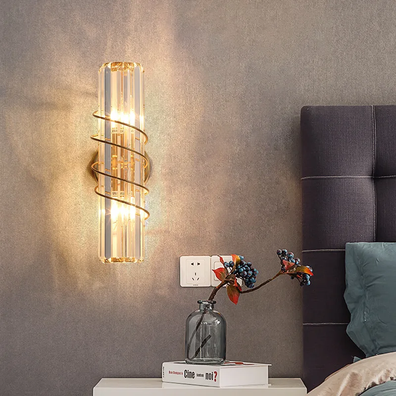 Gold Luxury Crystal Wall Lights Living Room Bedroom Loft Hotel Home Decor Art Wall Sconces Indoor Wall Lamps E14 Bedside Light