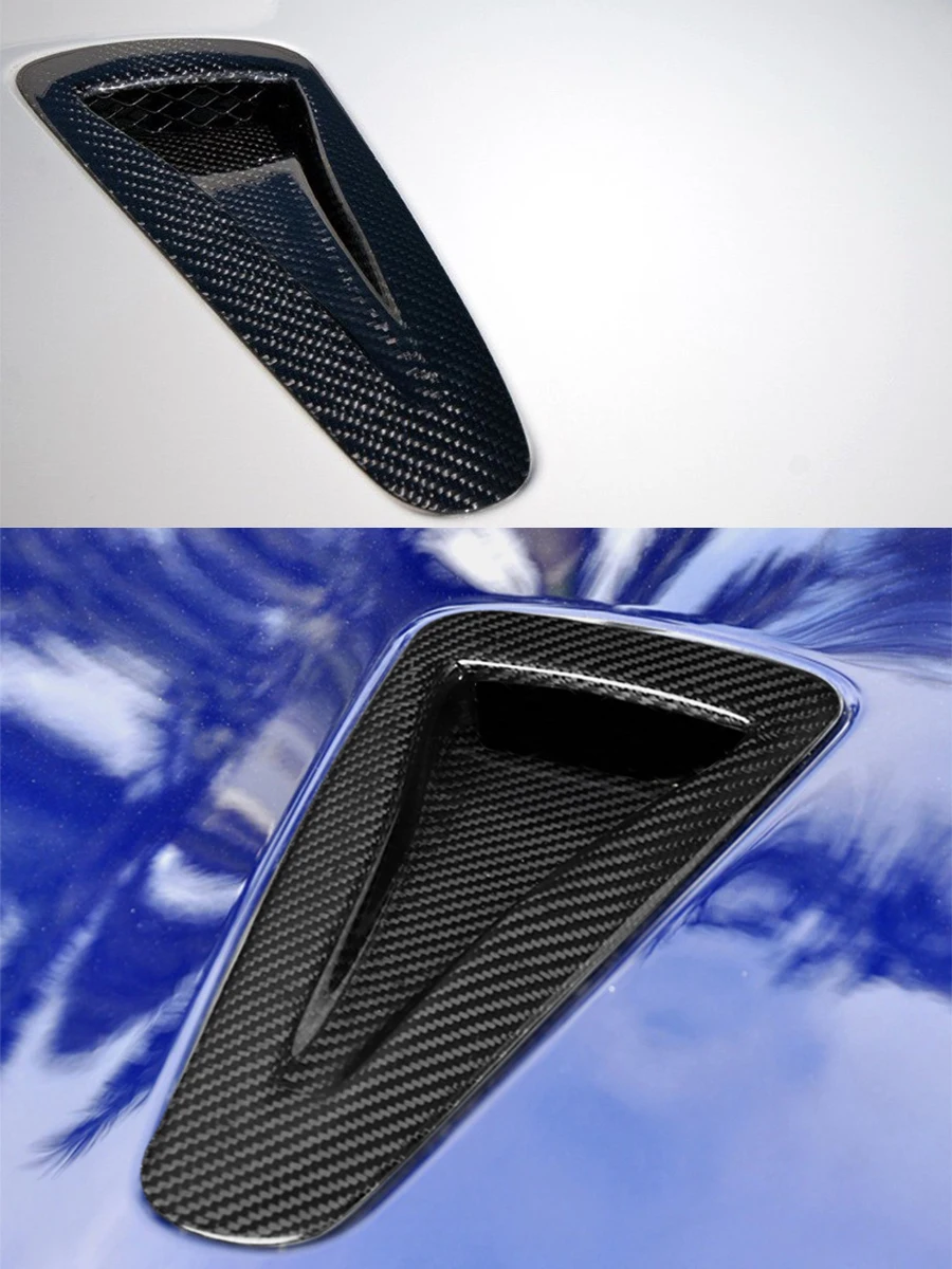 For Nissan GTR35 R35 Carbon Fiber Front Engine Hood Air Vent Trim Cover Bonnet Air Flow Intake Scoop Frame 2008-2020 2 PCS