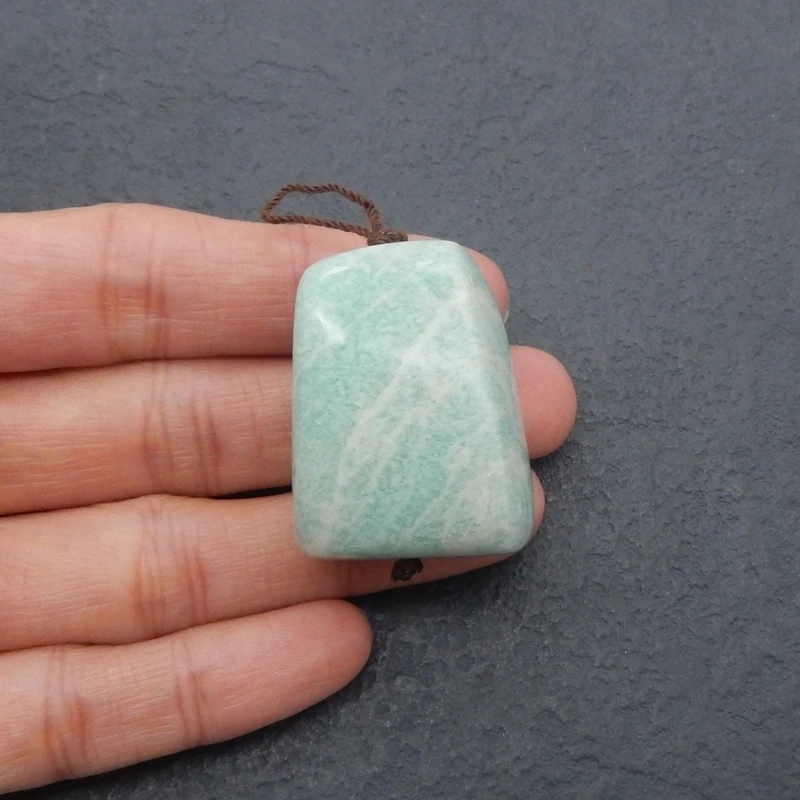 

Natural Amazonite Nugget Pendant Beads Drilled Turquoise Blue Gemstone Unique Size for Jewelry Making 35x27x19mm 34g