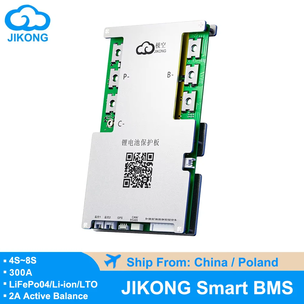 JIKONG 8S Active BMS B2A8S30 Smart BMS 2A Active Balance с BT RS485 Bluetooth 40A 100A 200A 300A Lifepo4 Li-Ion Lto Balancer