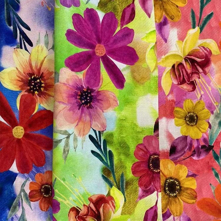 Manufacturers Customized Colorful Flowers Traditional Digital Print Organic Poplin Cotton Fabric For T-Shirt Artificial cotton