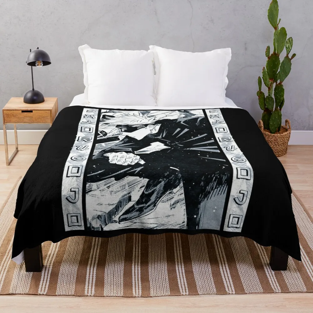 Satoru Gojo Manga Panel Artwork Throw Blanket Furry Blanket Sofa Quilt Soft Plaid Bed Fashionable Blanket