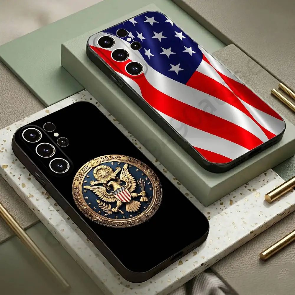 America USA Flag Cool Phone Case For Samsung S20,21,22,23,24,25,26 plus,ultra Lite Black Silicone Cover