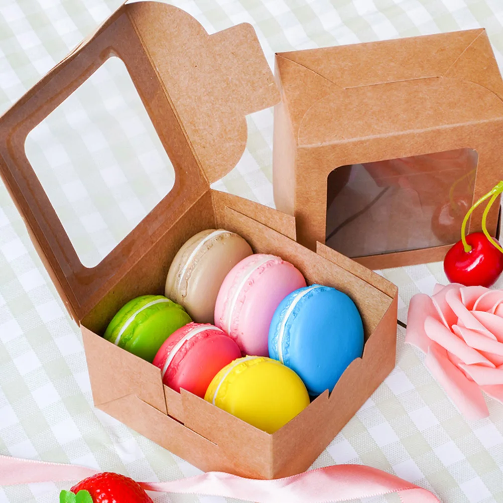 

10 Pcs Cake Boxes Egg Yolk Crisp Packaging Window Pastry Dessert Bakery with Packing