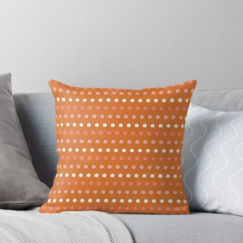 

Retro Dottie Stripes - Striped Dot Pattern in Burnt Orange, Pink, and White Throw Pillow Cushion Child Pillowcases pillow